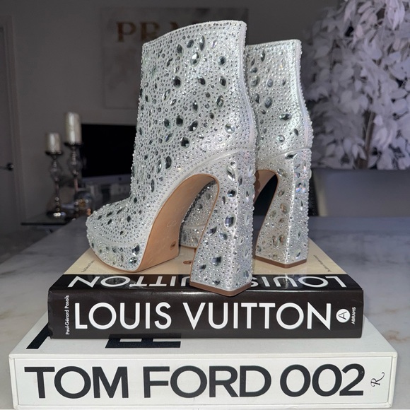 New Jessica Simpson JS Dolly Silver Shimmer Sand Rhinestone Boot Womens 10 - Picture 6 of 13